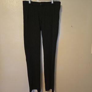 Betabrand Straight Leg Pin Striped Black Pant Office Casual Stretch M